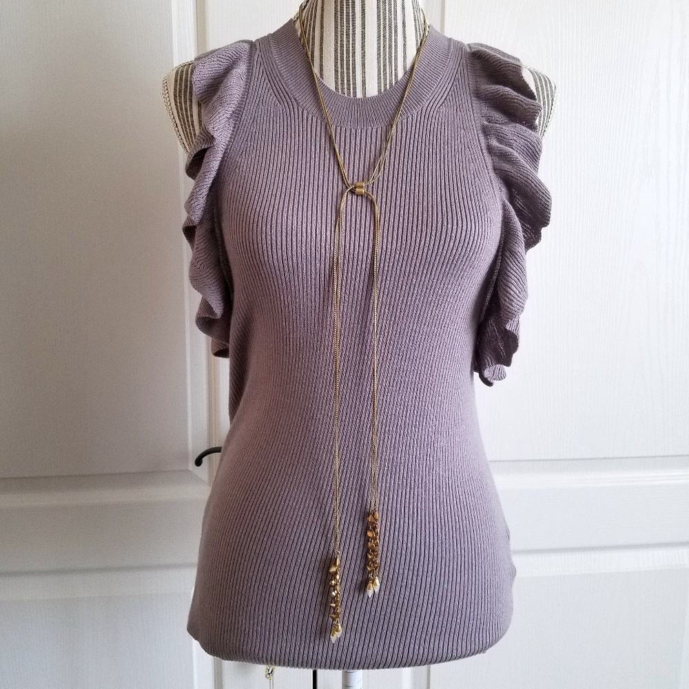 NWT Sleeveless Ruffled Arm Sweater Size M